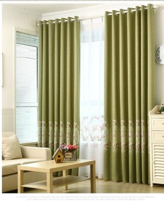 China Blackout Cotton Canvas Blackout Embroidered Finished Curtains Living Room Master Bedroom Study Kids Room Curtain Custom for sale