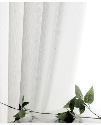 China Blackout modern minimalist striped solid color jacquard wave curtain gauze light-transmitting curtain suitable for living room S-008 for sale