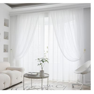 China Blackout Chiffon Curtain Gauze Curtain Partition Living Room Translucent White Thickened Balcony S-011 for sale