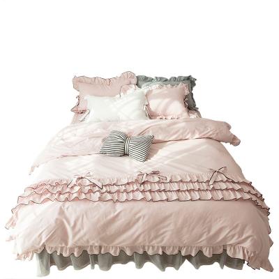 China Single bed skirt CP-16 princess style cotton pure white cotton breathable bedding summer comforter cover for sale