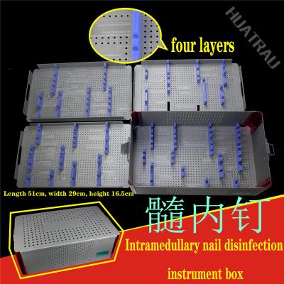 China PFNA Orthopedic Instruments Medical Femoral Intramedullary Nail Instrument Disinfection Box Large Breathable Four Layer Storage Small for sale