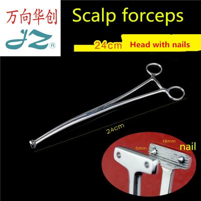 China JZ 24cm Curved Left Instruments Brain Use Neurosurgery Orthopedic Scalp Staple Forceps With Nails Pin Small Screw F30300 Gynecology for sale