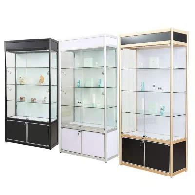 China Modern High End Customized Standing Shopping Mall Storage Showcase Glass Display Cabinets for sale