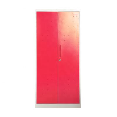 China Adjustable (Height) Customized Cloth Wardrobe Storage Steel Metal Dormitory Two Door Furniture Steel Wardrobe for sale