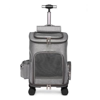 China New Design Breathable Outside Portable Dog Cat Pet Rolling Trolley Backpack for sale