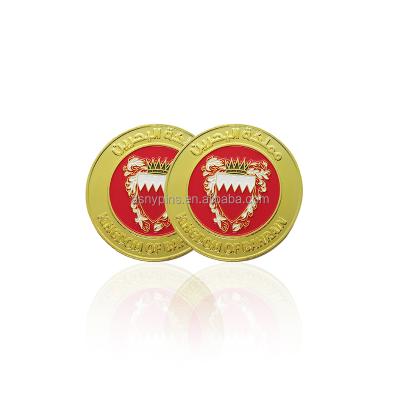 China Bahrain Factory Customized Kingdom Of Bahrain Souvenir Gold Double Sided 3D Soft Enamel Coins for sale