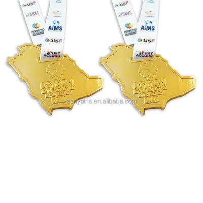 China Customized Education High Quality 2021 Saudi Arab Card Shape Gold/Silver/Copper Medal Souvenirs Wholesale for sale