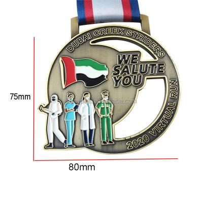 China UAE Wholesale UAE Dubai Metal Medal Custom Design Soft Enamel Metal Antique Brass Plating for sale