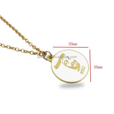 China United Arab Emirates Zayed Picture Gold Plated Logo Embossed UAE National Day 2022 Souvenir Necklace In Stock for sale