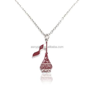 China Europe Qatar Gift Promotional Necklace Charm High Quality Flat Shape Metal Necklace For Souvenir for sale