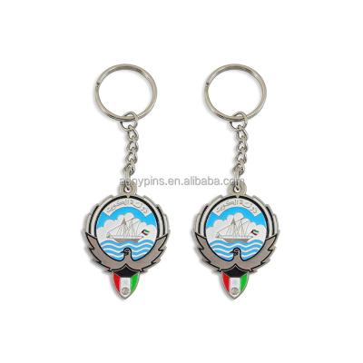 China Wholesale Soft Enamel Shape Emblem Kuwait Gifts National Day Promotion Gift Factory Kuwait Key Chain for sale