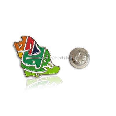 China Saudi Arabia National Day Souvenir Soft Iron Metal Pin Enamel Saudi Arabia Badge With Magnet for sale