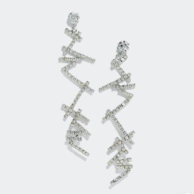 China Hot Selling 2021 Fashion Jewelry Fashion Jewelry Rhinestone Earrings Feature Trend Design Crystal Irregular Long Earrings for sale