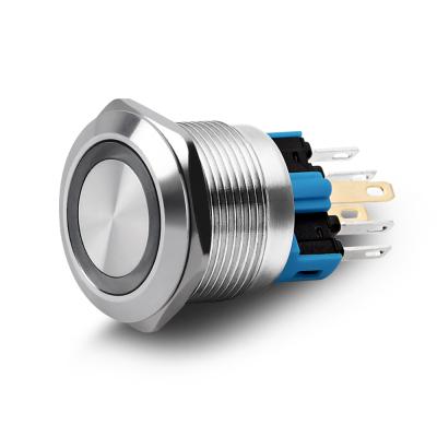 China IP67 22mm Stainless Steel Metal Ring Light Momentary Push Button Switch for sale