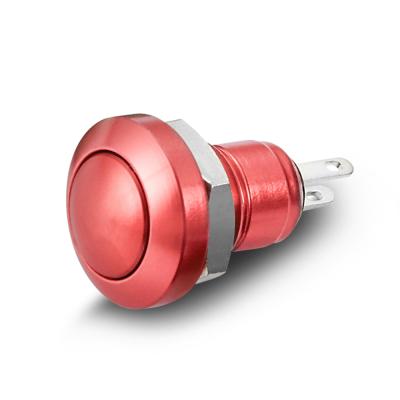 China Zn-Al Alloy 8mm RED Metal Red SPST Button Push On Reset Push Button Switch for sale