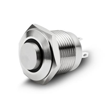 China China 220V stainless nickel plated/brass metal push button switch,light led 16mm ring button switch,high round main button switch for sale