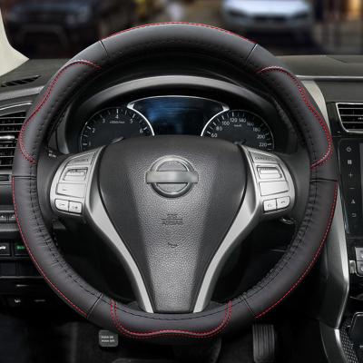 China Perfect Fit Car Accessories Luxury Black Leather Steering Wheel Cover For Cars for sale