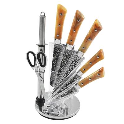 China Sustainable Kitchen Knife Set With 7-Piece Holder Kitchen Knife Set Best With Cutlery And Knife Sharpener Steel for sale