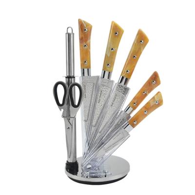 China Best Sustainable Kitchen Stainless Steel Chef's Knife Set With Stand 7 Piece Kitchen Knife Set for sale