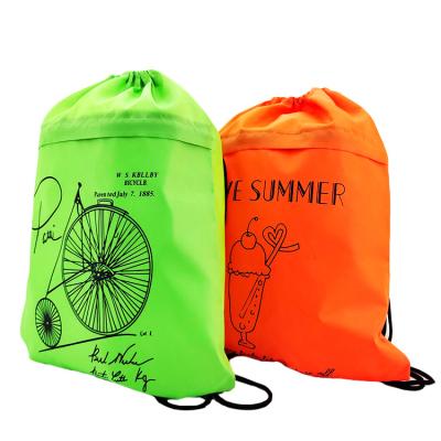 China 2021 Cute Reinforced PVC Patch Corner 190T Polyester New Drawstring Backpack Bags Nylon Drawstring Bag Wholesale for sale