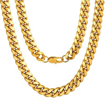 China Hiphop Men's Chunky Miami Cuban Chain Necklace Custom Available, 6/9/14mm Width 18/20/22/24/26/28/30inch Length, Gold Plated/Stainless for sale