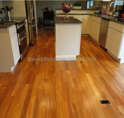 China Modern Light Yellow Teak Color Prefinished Brazilian Cumaru Wood Flooring for sale