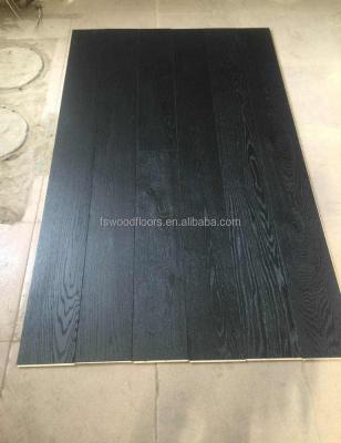 China Modern 10 - 15mm x 190mm Brush Black Oiled Oak Engineered Wood Flooring for sale