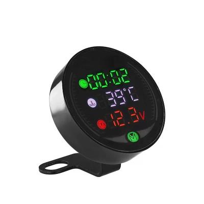 China Key Setting Temperature / Voltmeter /M /Time Gauge 3 In 1 Motorcycle Temperature Voltmeter Gauge With Clock Motorcycle Led Battery Monitoring voltimetro for sale