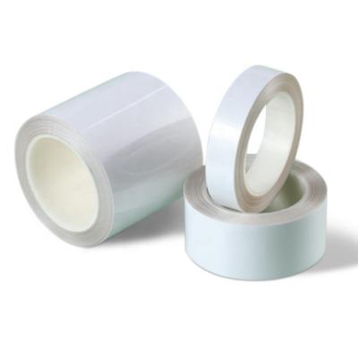 China -20 to 120 degree heat resistant 55um release paper yellow white PET film backing double sided tape with different adhesive side for sale