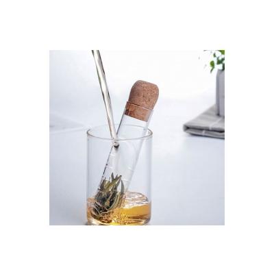 China Wholesale Large Capacity Eco-friendly Single Tube Shape Durable Tea Glass Borosilicate Glass Single Tube Tea Infuser With Cork Lid for sale