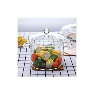 China Borosilicate Viable Pyrex Pot Large Capacity Food Grade Pot Clear Transparent Cooking Glass Pot for sale