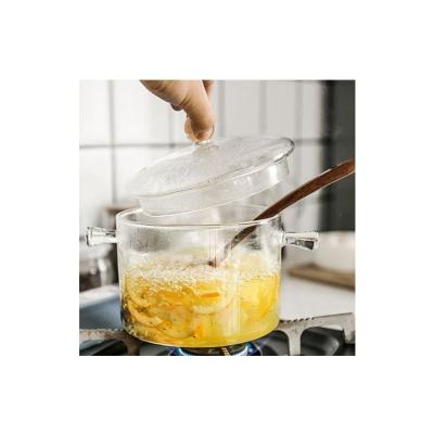 China Sustainable Heat-resistant Thickening Glass Borosilicate Glass Cooking Pot With Cover Lid Household Items for sale