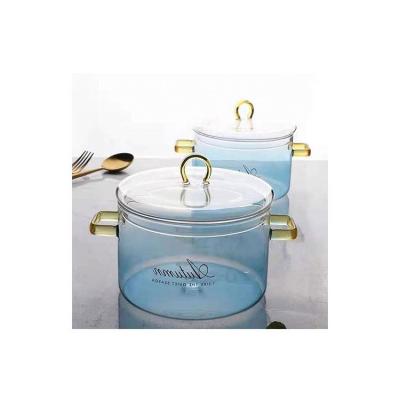 China Viable Home Cookware High Borolicate Glass Boiling Pot Glass Cooking Pot for sale