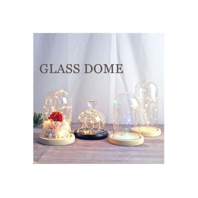 China / Competitive price preserved mounted in glass dome borosilicate glass flower candle dome and base for sale