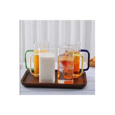 China Direct Wholesale Reuse China Manufacturer High Borosilicate Glass Color Mug Set Milk Cola Juice Cup for sale