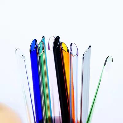 China Reuse Wholesale Price Custom Colored Straw Coke Juice Glass Drink Straw Round Mouth Glass Straw for sale