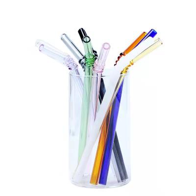 China Recycle High Grade New Design Colored Straw Coke Juice Glass Drink Straw Round Mouth Glass Straw for sale