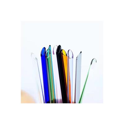 China Recycle Straw Hot Selling High Quality Colorful Glass Straw Coke Juice Drinks Around Mouth Glass Straw for sale