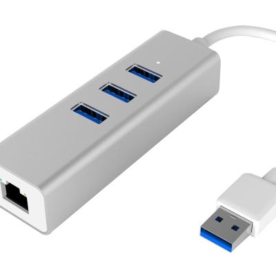 China USB3.0 3 Port Aluminum Hub with Gigabit Ethernet Port Y-3083 for sale