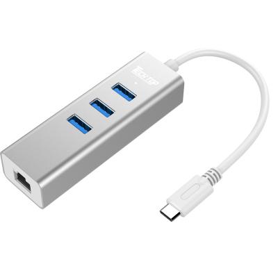 China Type C to USB3.0 hub + Gigabit Ethernet Aluminum hub Y-3088 for sale