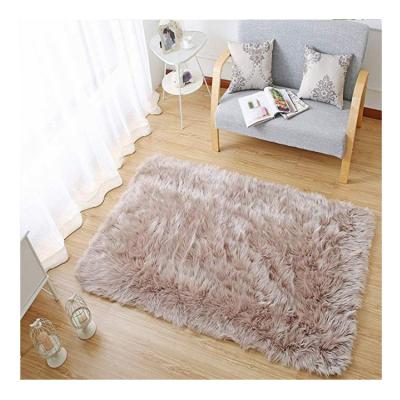 China Washable Rectangle Sheepskin Blanket Super Soft Fluffy Faux Fur Area Rug For Kid Play for sale