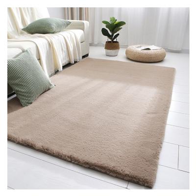 China Home Decor Super Soft Rabbit Fur Rug Washable For Living Room Anti Slip Fur Blanket Polyester Rabbit Fur Rug for sale