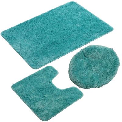 China Washable 3pcs Set Long Pile Toilet Mat Anti-Slip Water Absorb Bath Mat for sale