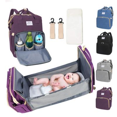 China 2022 Luxury Designer Mom Diaper Bag Foldable Portable Multifunctional Baby Diaper Bag Backpack For Mothers for sale