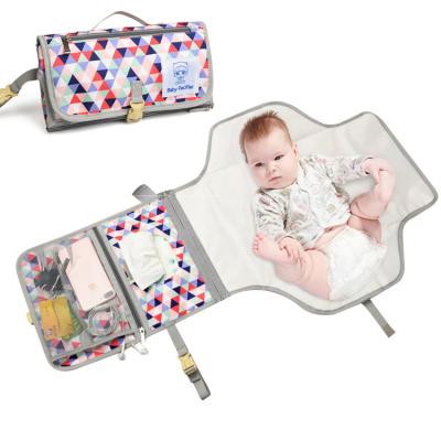 China Amazon Hot Sale Portable Diaper Protector Travel Baby Waterproof Changing Diaper Polyester Changing Mat Foldable Changing Station With Mesh for sale