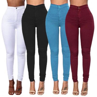 China Hot Sale QUICK DRY Women's Pants Women's Waist Jeans Candy Color Skinny Slim Legs Stretch High Tops Basic Casual Women's Pants for sale