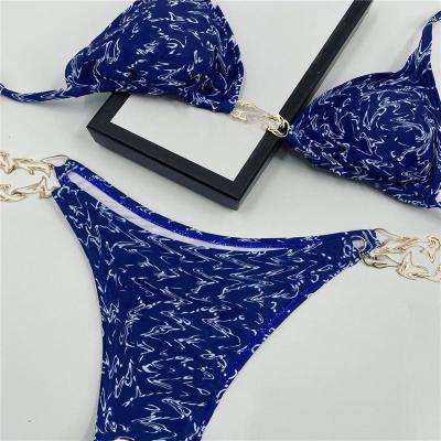 China Antibacterial 4 Color Full GG Printing Luxury Designer Women Swimwear 2 Piece Fashion Swimwear for sale