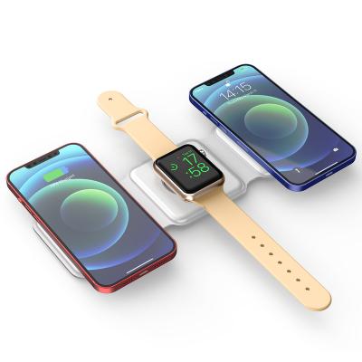 China Smart Watch 2021 New Sale 15W 3 in 1 Magnetic-Safe Duo Charger Phone Holder for iPhone12/Watch/Magnetic Wireless Fast Charger for sale