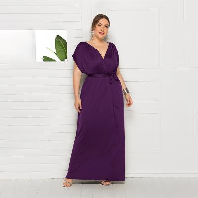 China Breathable Women Long Plus Size V Neck Dress Ladies Dress Casual Long Skirts For Women Muslim Borders for sale