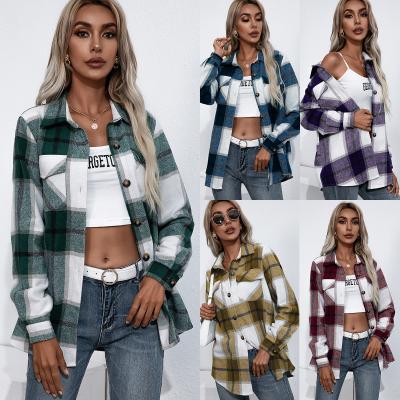 China Women's Breathable Casual Plaid Cotton Long Sleeve Blouses And Shirts Long Sleeve White Shirt Customized for sale